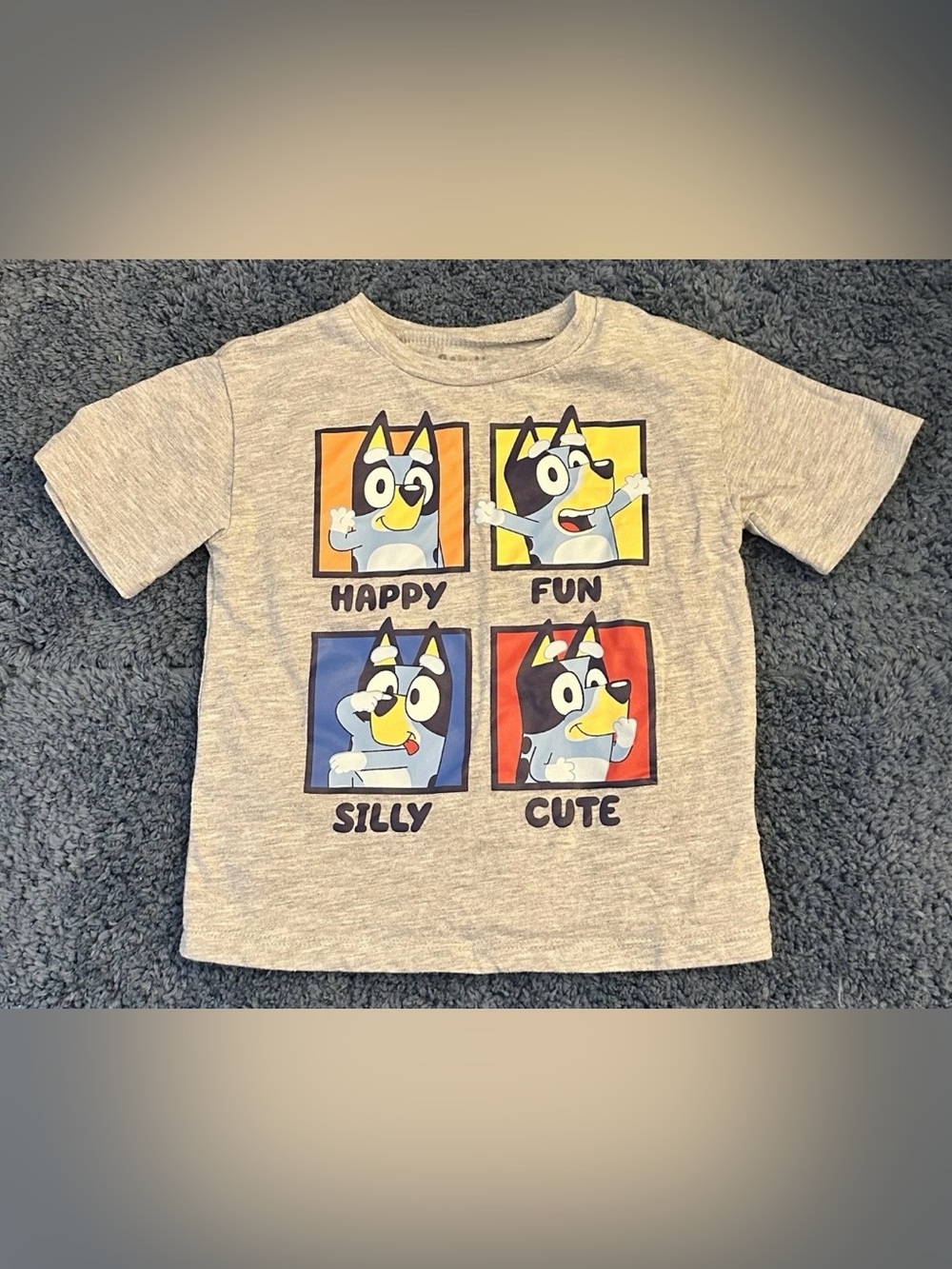 Bluey Toddler Boys Size 3T Gray Crew Neck Graphic Print Short Sleeve T-Shirt